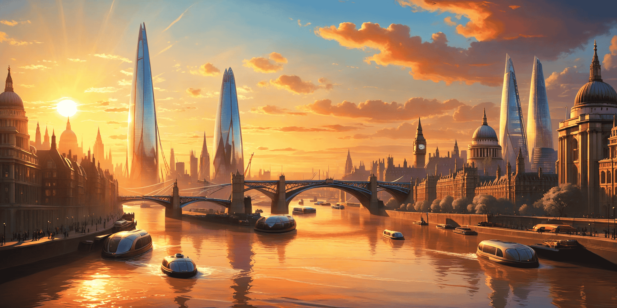 Futuristic London cityscape background