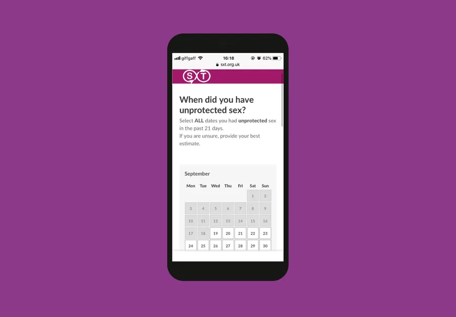 The first question shown to users of the SXT Emergency Contraception calculator.