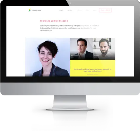 Screen showing Founders Pledge website